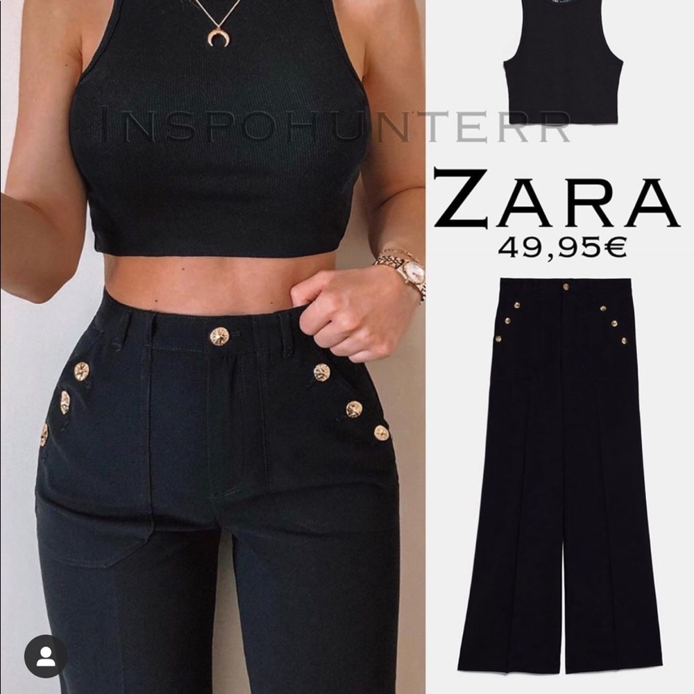 Zara buttoned high waisted pants bloggers favorite - Picture 5 of 13